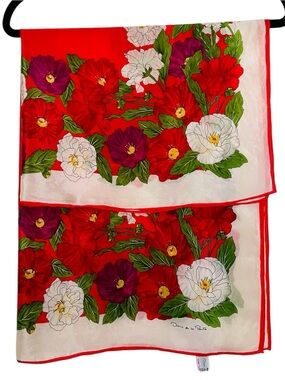 Oscar de la Renta 100% Silk Floral Scarf